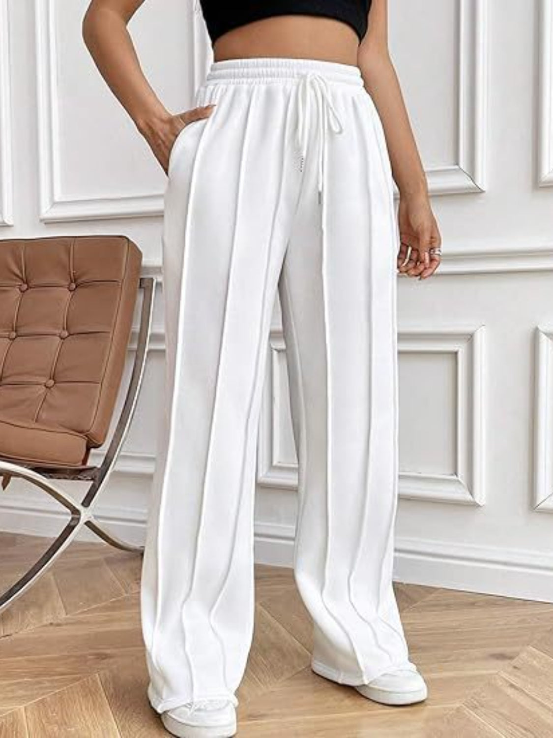 Drawstring Wide Leg Pants with Pockets-Bella Boutique Collective