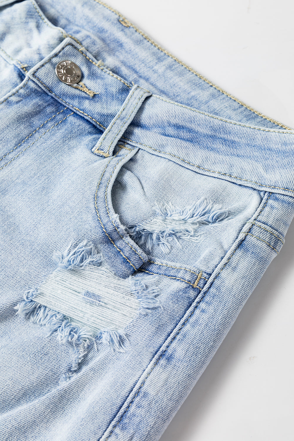 DEAR-LOVER Beau Blue Vintage Light Wash Distressed Flare Jeans-Bella Boutique Collective