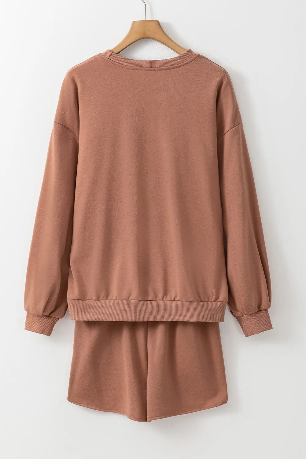 COFFEE Sequin Round Neck Long Sleeve Top and Shorts Set-Bella Boutique Collective