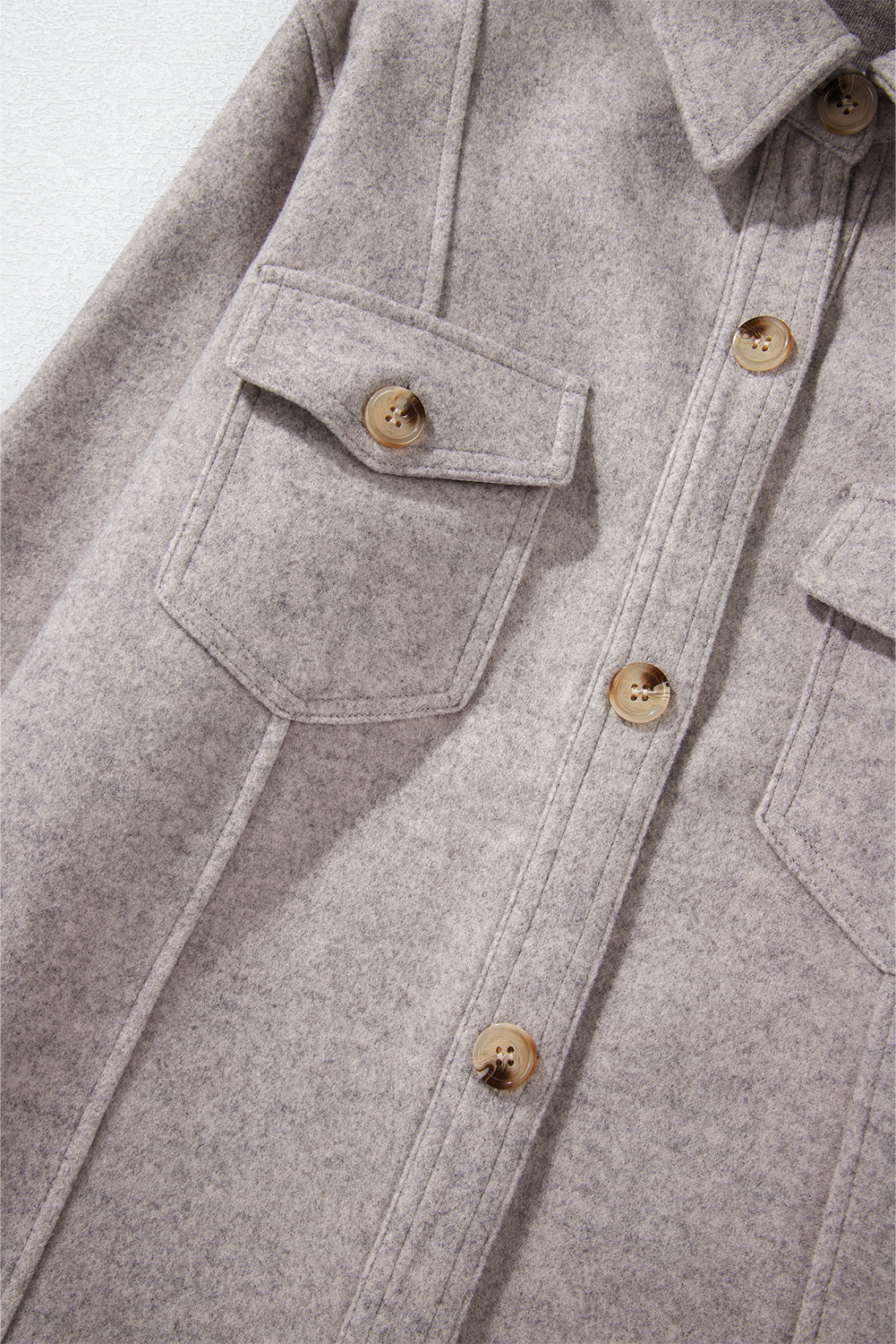 Light Grey Turn Down Collar Flap Pockets Buttoned Shacket-Bella Boutique Collective