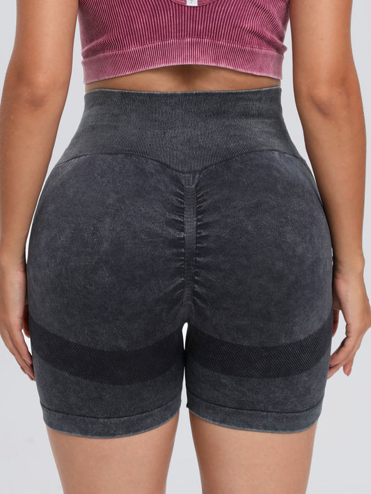 Washed High Waist Active Shorts-Bella Boutique Collective