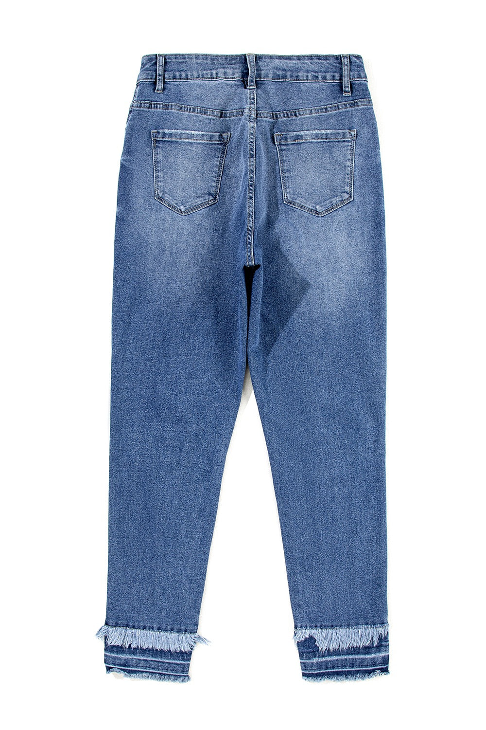 Raw Hem Distressed Jeans with Pockets-Bella Boutique Collective