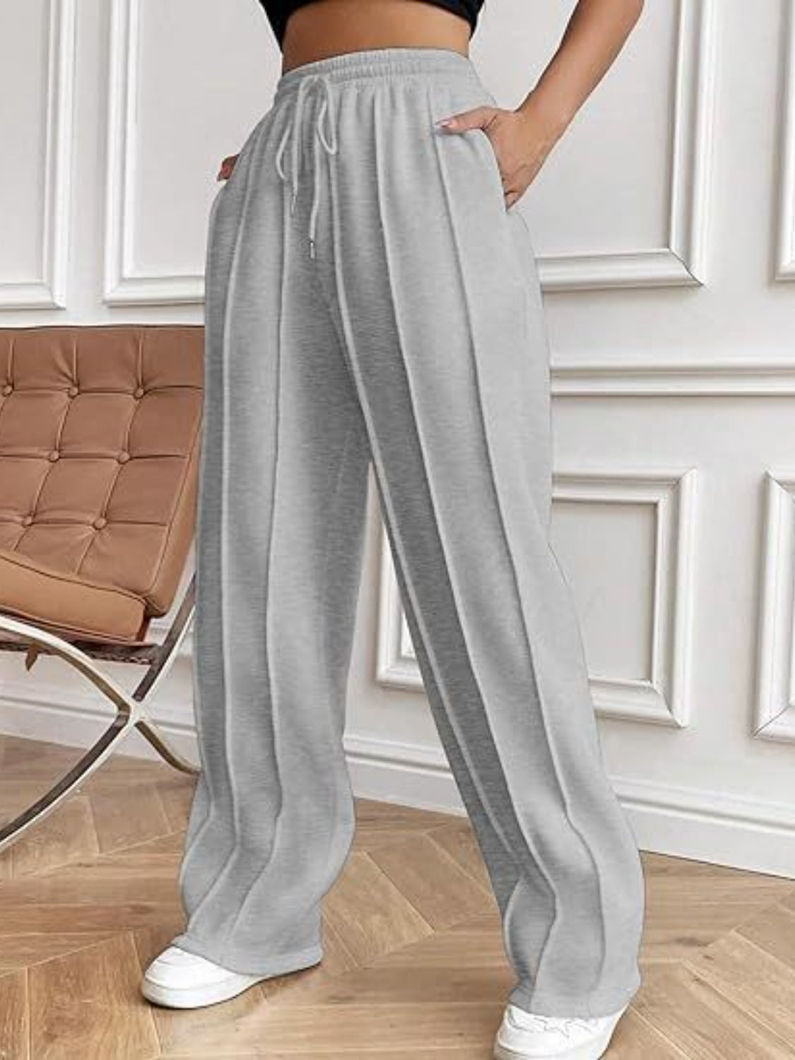 Drawstring Wide Leg Pants with Pockets-Bella Boutique Collective