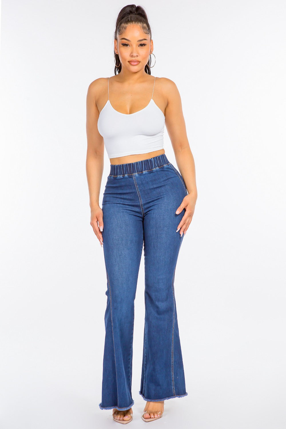 American Bazi High Waist Curvy Flare Jeans-Bella Boutique Collective