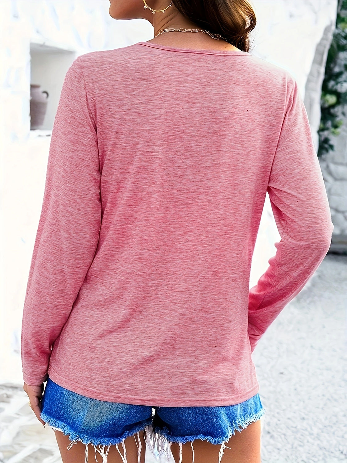 Crisscross V-Neck Long Sleeve T-Shirt-Bella Boutique Collective