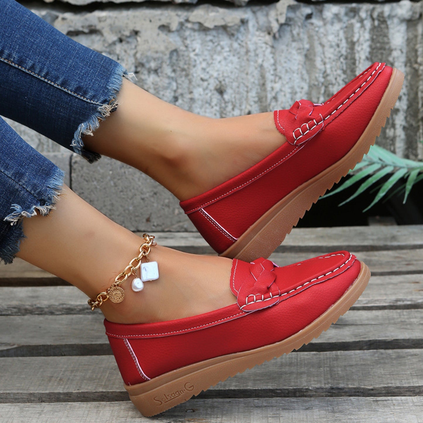 Weave Wedge Heeled Loafers-Bella Boutique Collective