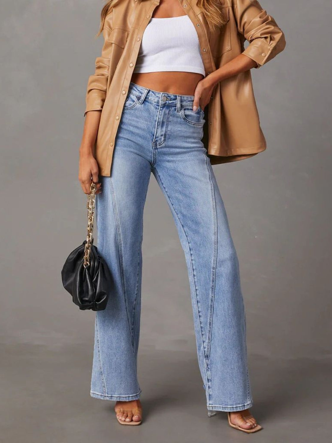 High Waist Straight Jeans with Pockets-Bella Boutique Collective