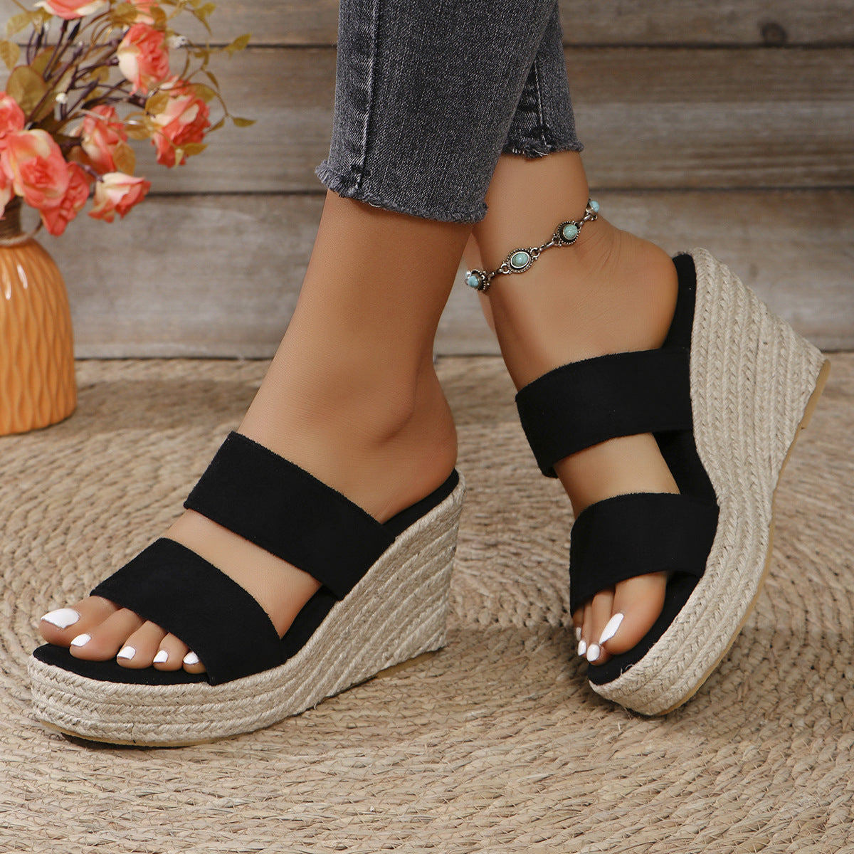 Open Toe Platform Wedge Sandals-Bella Boutique Collective