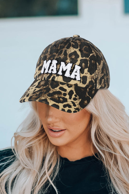 Leopard MAMA Embroidered Leopard Baseball Cap-Bella Boutique Collective