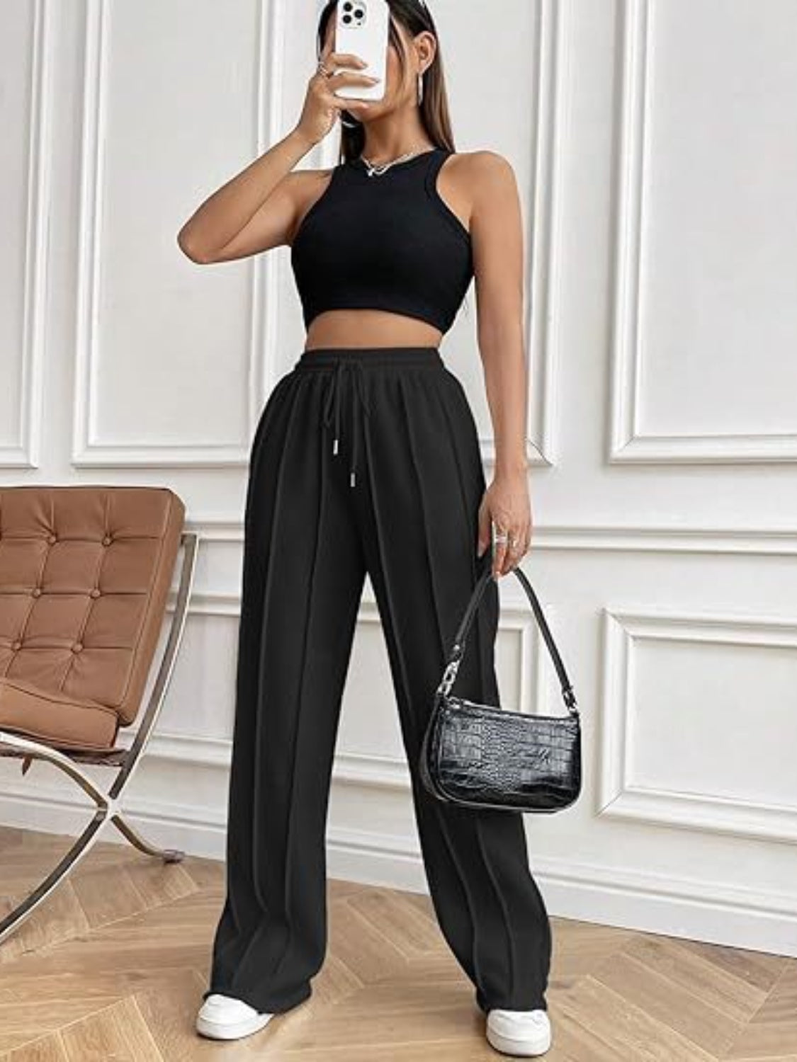 Drawstring Wide Leg Pants with Pockets-Bella Boutique Collective