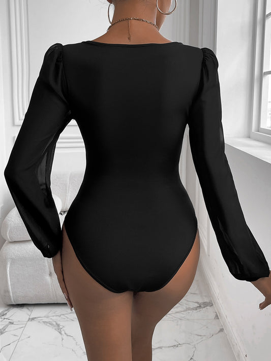 Perfee Sweetheart Neck Long Sleeve Bodysuit-Bella Boutique Collective