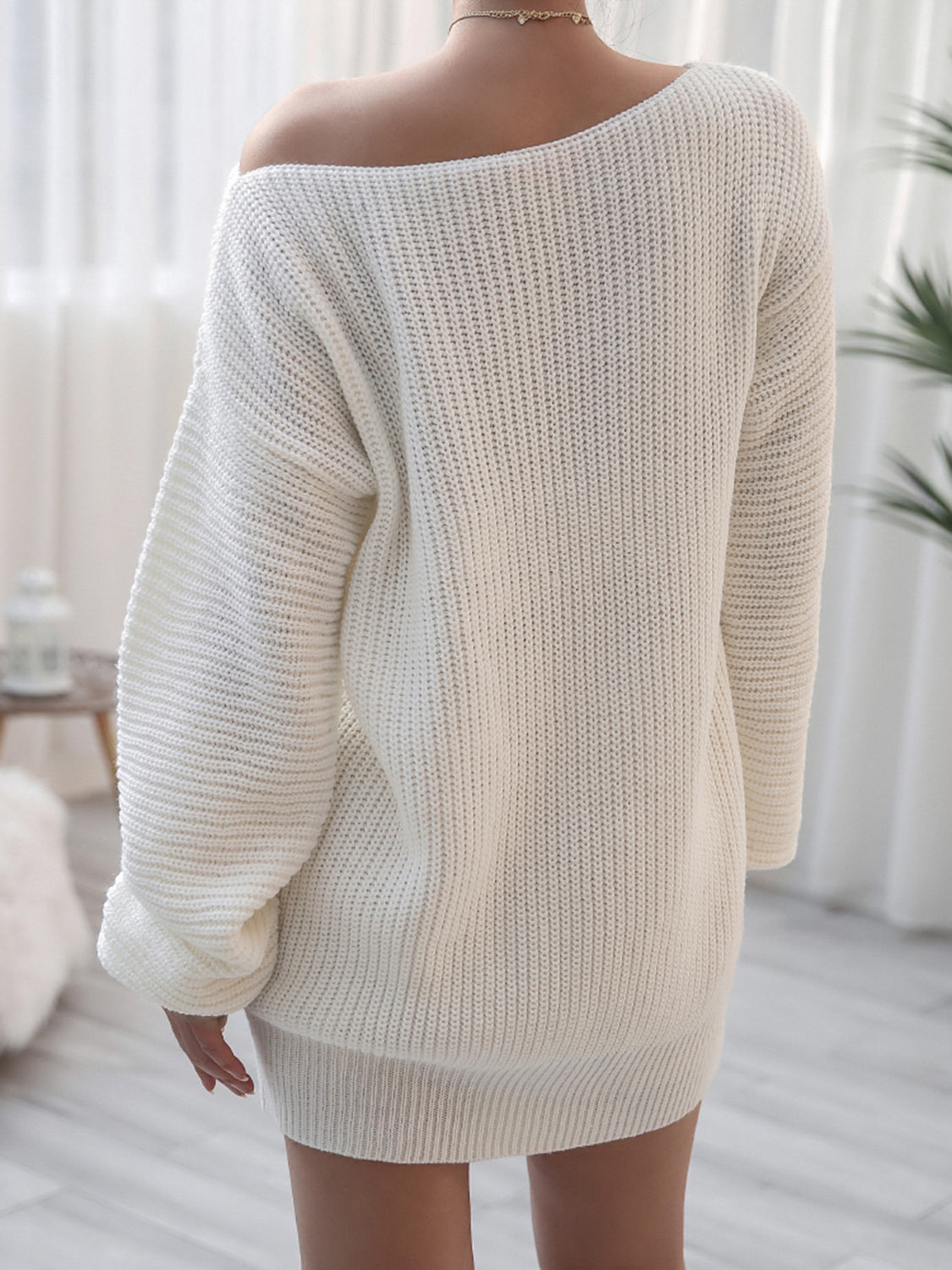 Rib-Knit Mini Sweater Dress-Bella Boutique Collective