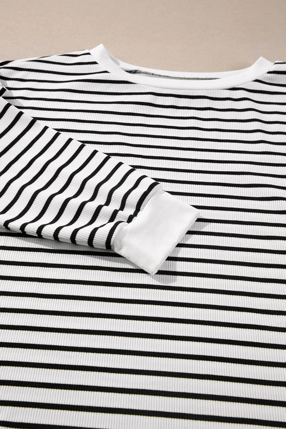 Striped Round Neck Long Sleeve Top and Shorts Set-Bella Boutique Collective