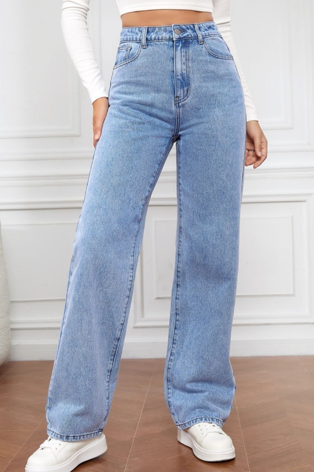 High Waist Straight Jeans-Bella Boutique Collective