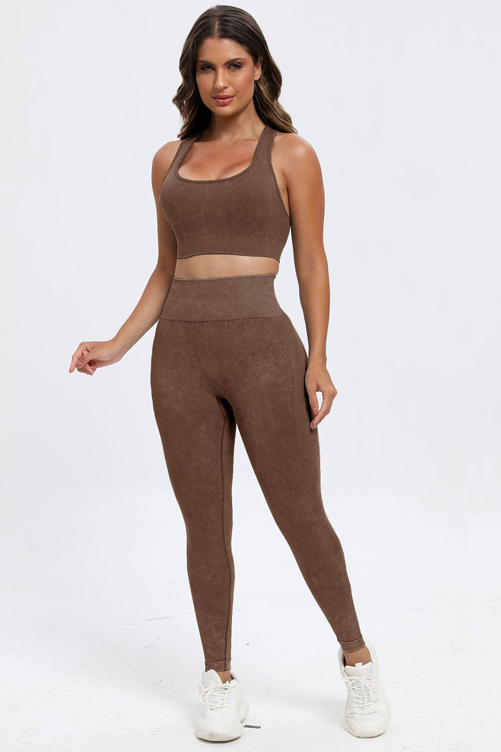 3 Piece Washed Square Neck Wide Strap Active Set-Bella Boutique Collective