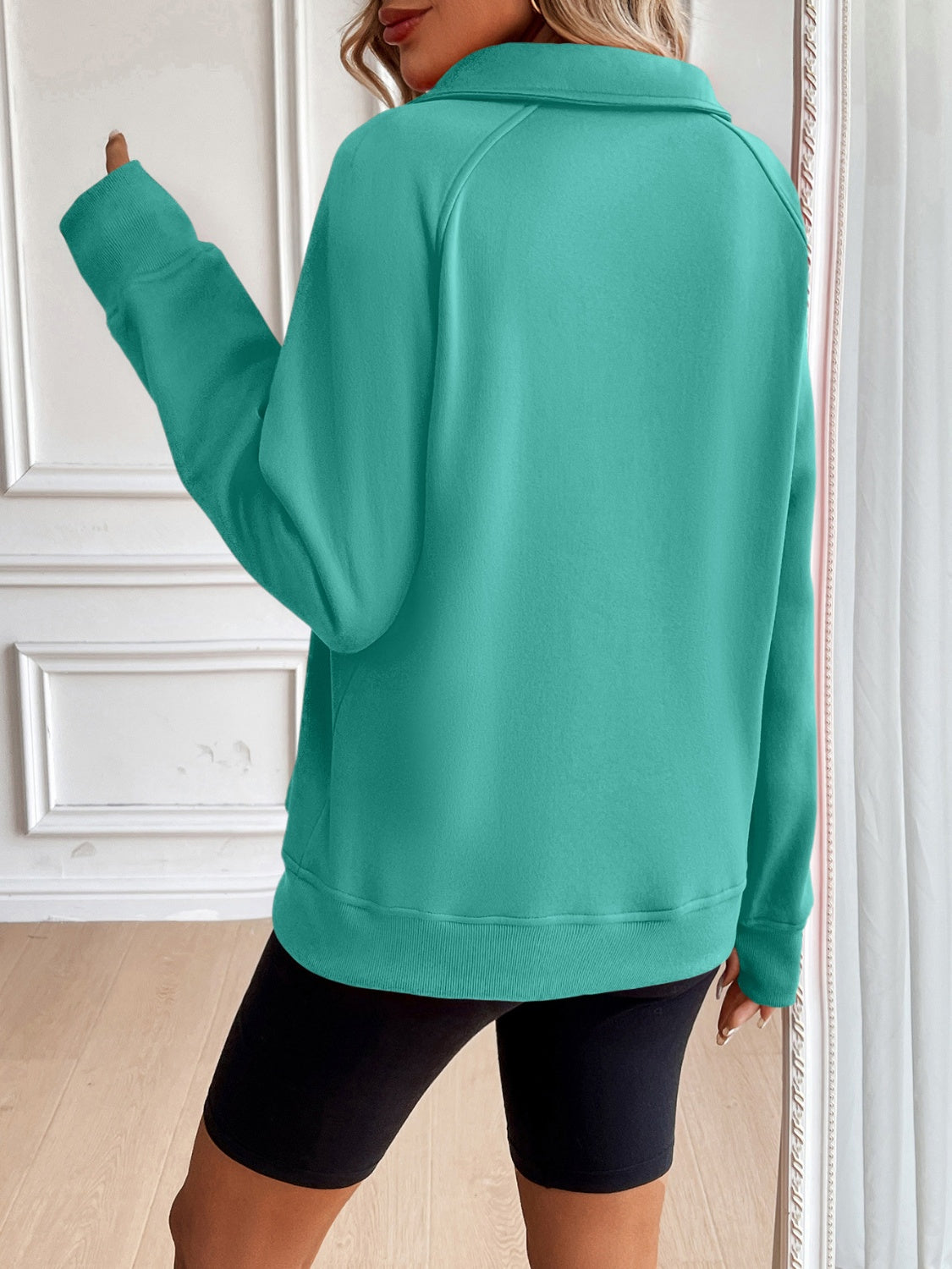 Ivy Lane Half Zip Raglan Sleeve Sweatshirt-Bella Boutique Collective