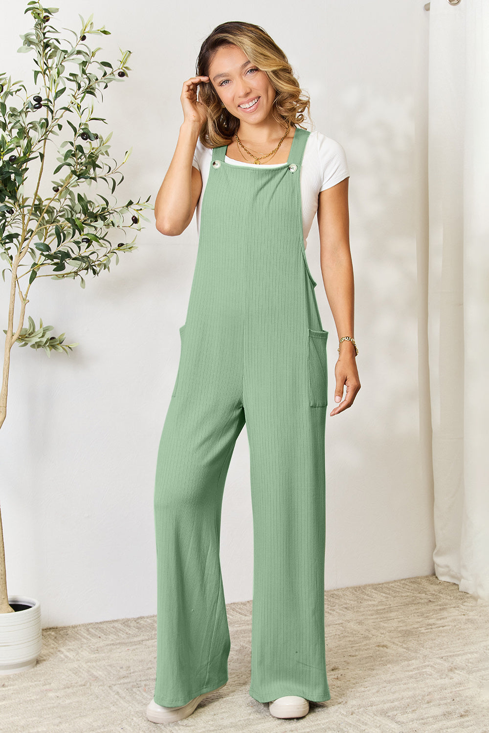 Double Take Full Size Wide Strap Overall with Pockets-Bella Boutique Collective