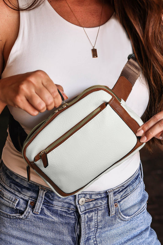 White Adjustable Strap Mini PU Leather Crossbody Bag-Bella Boutique Collective