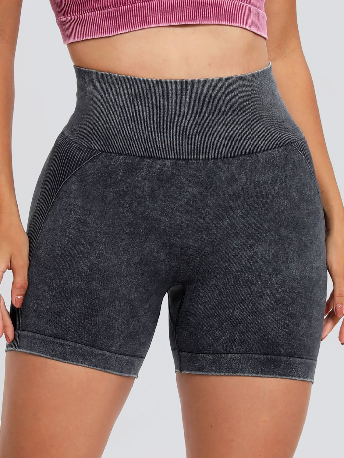 Washed High Waist Active Shorts-Bella Boutique Collective