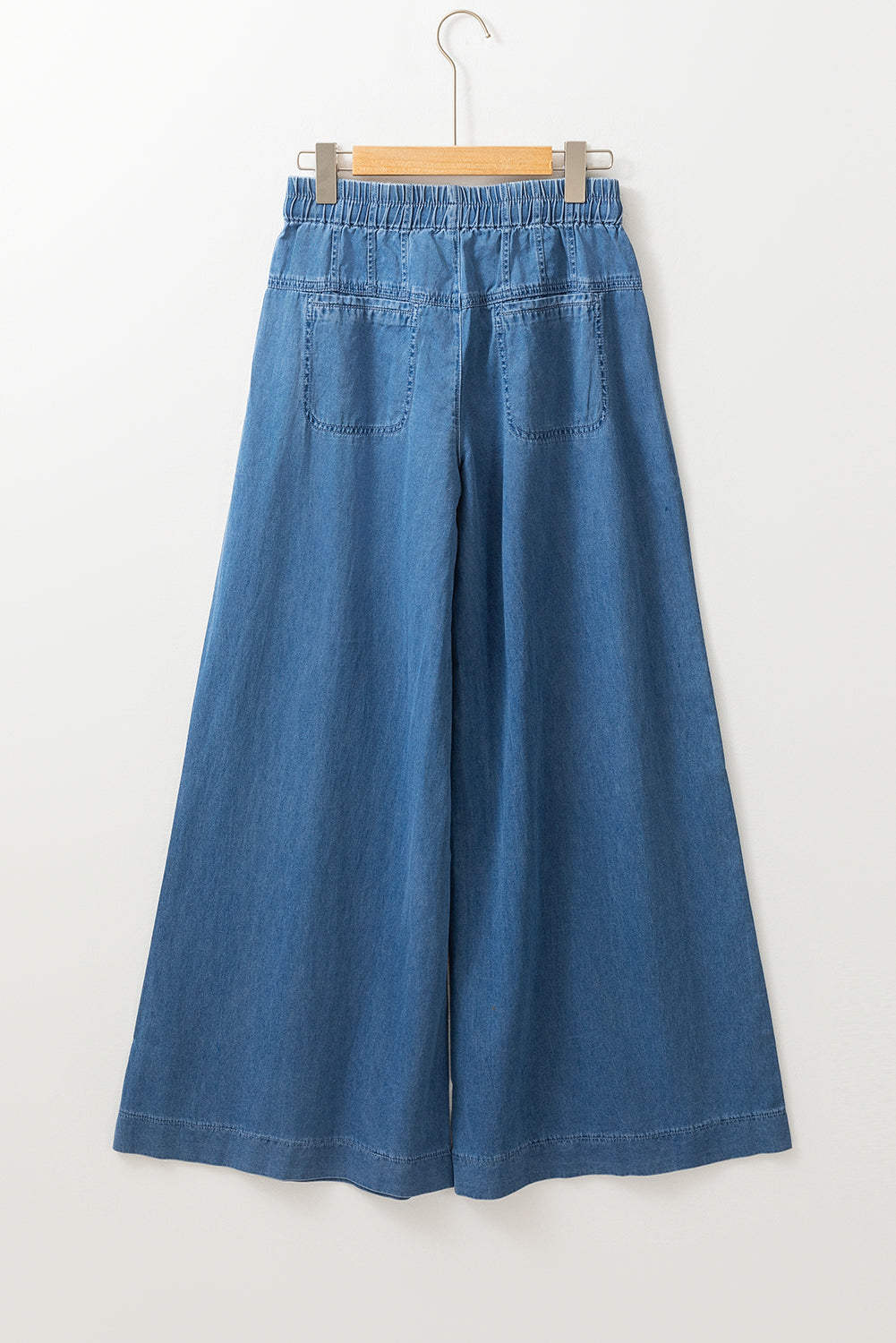 Dusk Blue Mineral Wash Button Fly Waist Wide Leg Jeans-Bella Boutique Collective