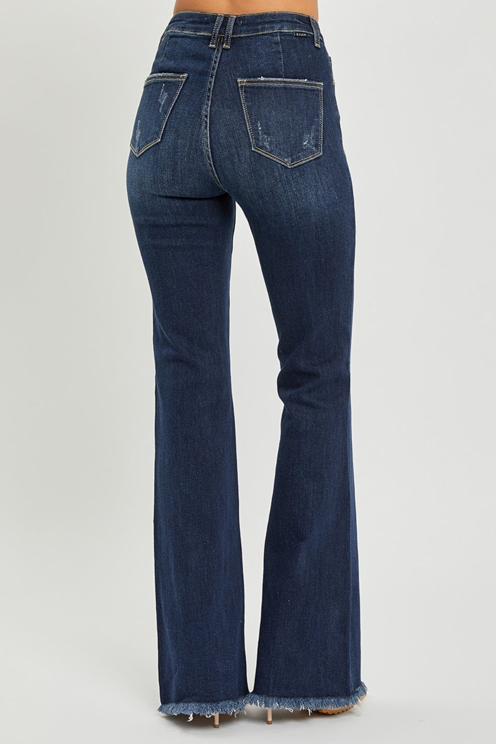 RISEN High Waist Raw Hem Flare Jeans-Bella Boutique Collective
