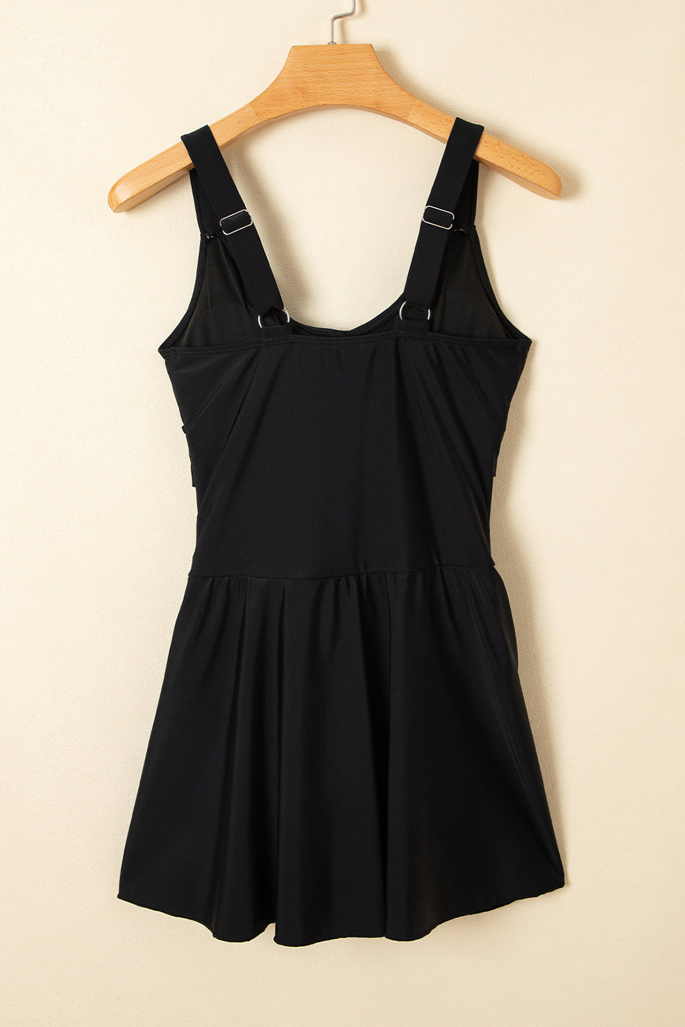 Black Adjustable Straps Cutout Ruched Knot Slit One Piece Swim Dress-Bella Boutique Collective