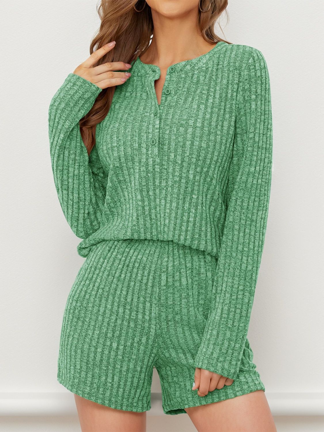 Ribbed Round Neck Top and Shorts Set-Bella Boutique Collective