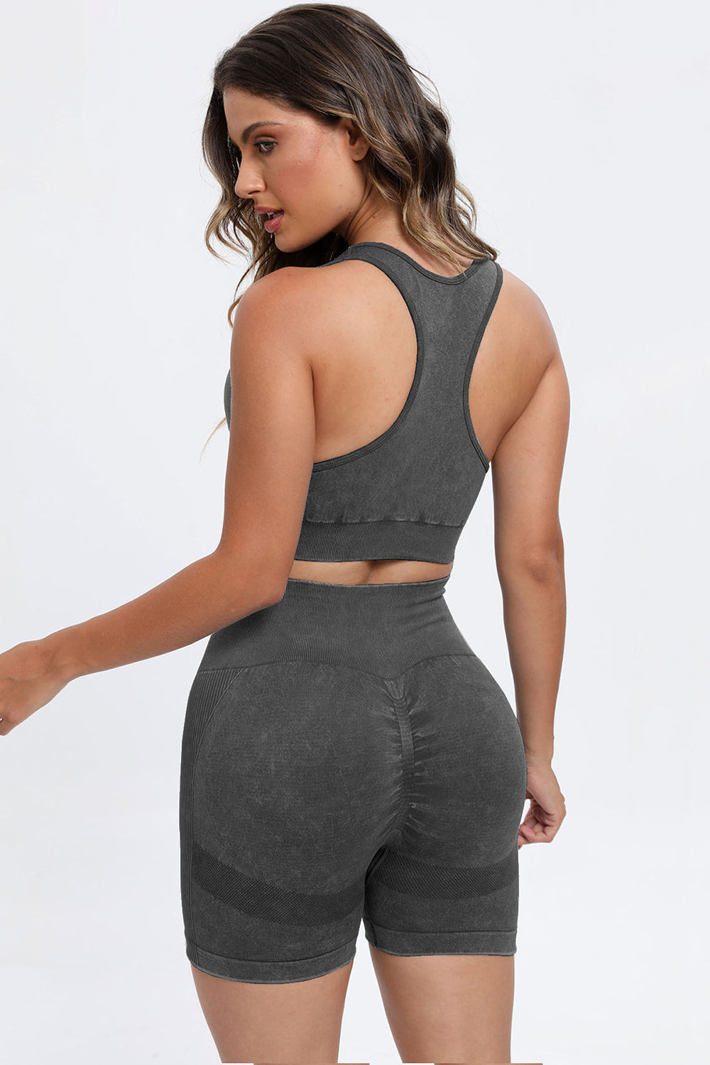3 Piece Washed Square Neck Wide Strap Active Set-Bella Boutique Collective