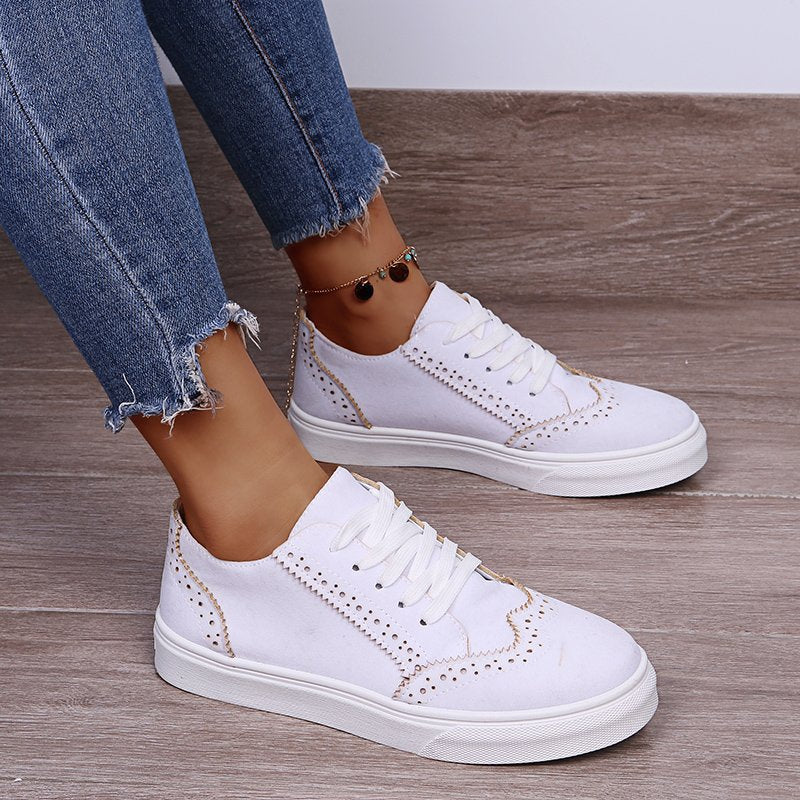 Lace-Up Suedette Flat Sneakers-Bella Boutique Collective