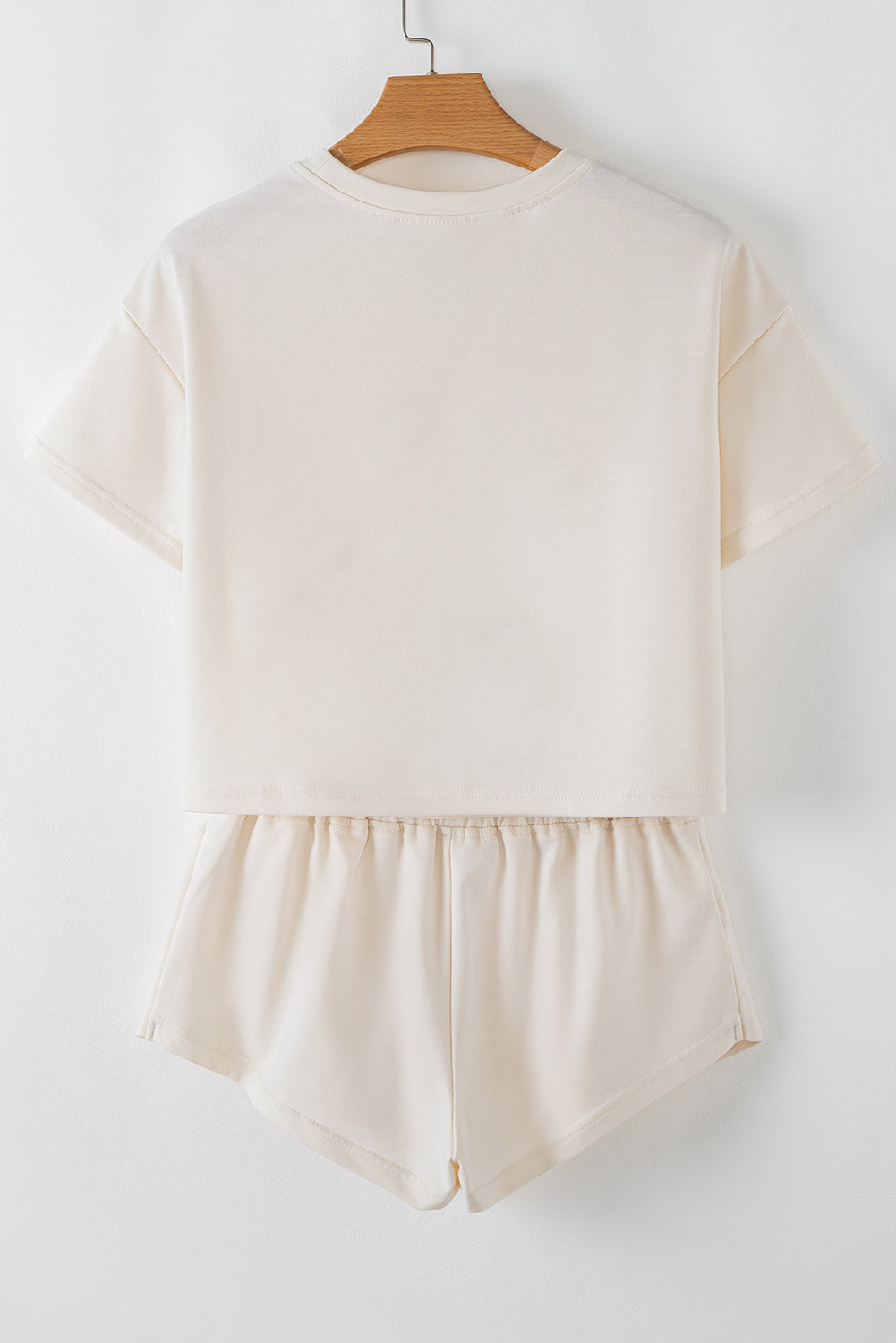 Beige 2pcs Cropped Tee and Ruffle High Waist Skort Set-Bella Boutique Collective