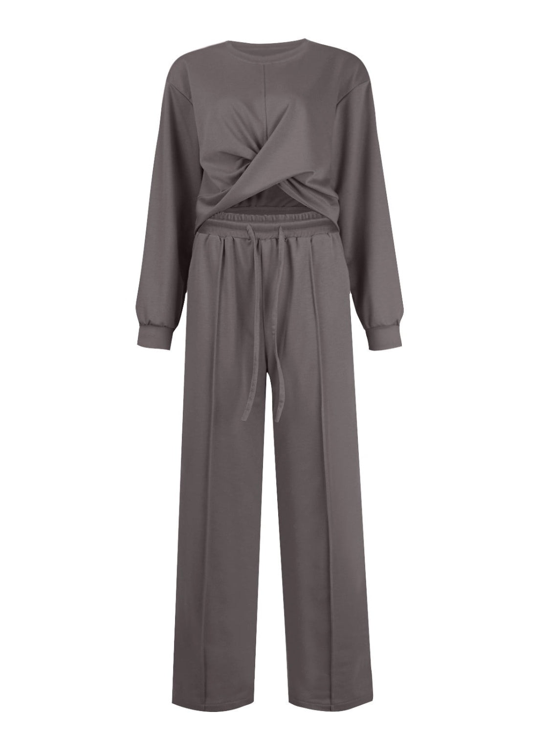 Crisscross Round Neck Top and Drawstring Pants Set-Bella Boutique Collective