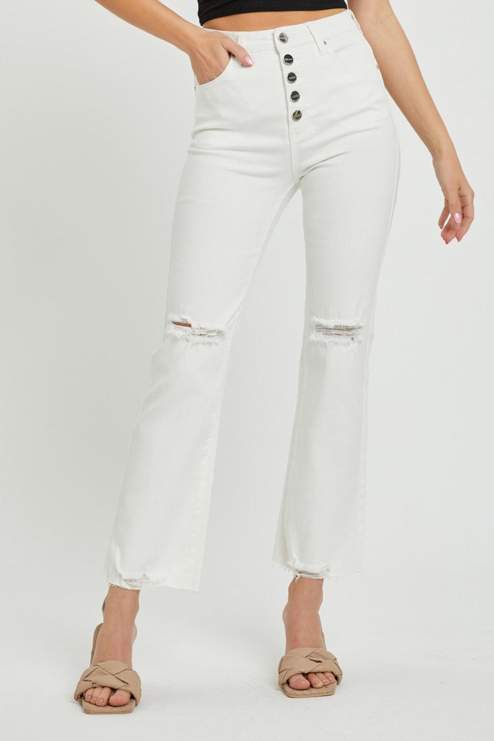 RISEN Full Size High Rise Button Fly Straight Ankle Jeans-Bella Boutique Collective
