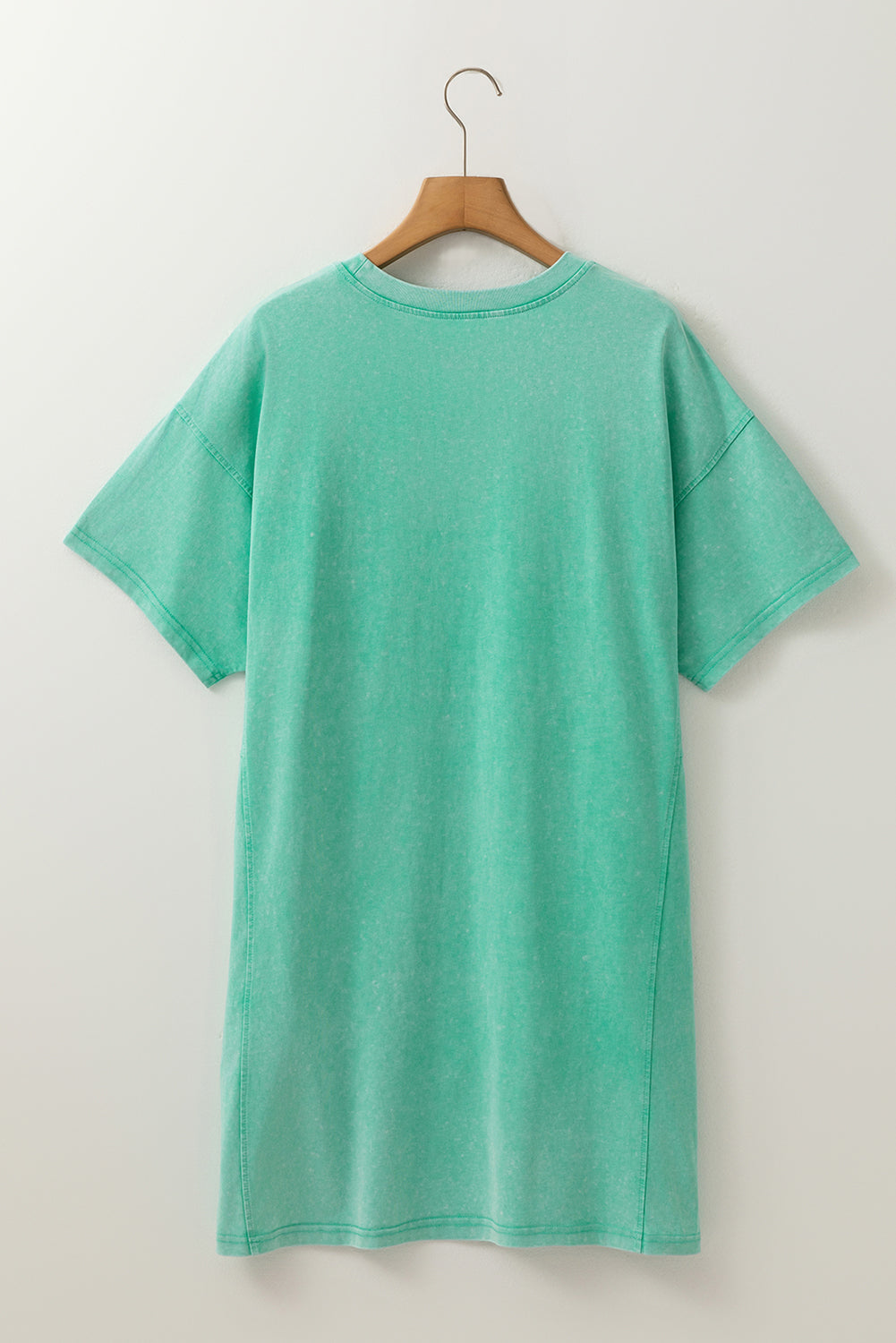 Mint Green Mineral Wash Flower Patchwork Mini T Shirt Dress-Bella Boutique Collective