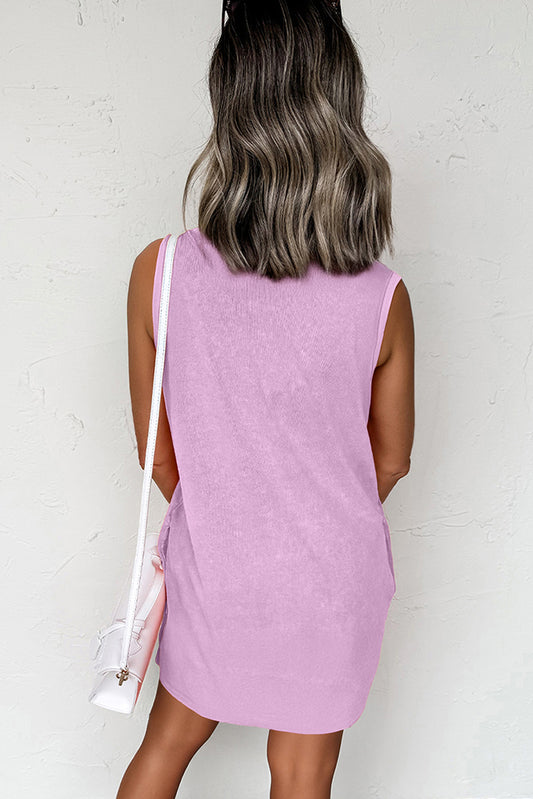 Phalaenopsis Mineral Wash Tank Mini Dress with Pockets-Bella Boutique Collective
