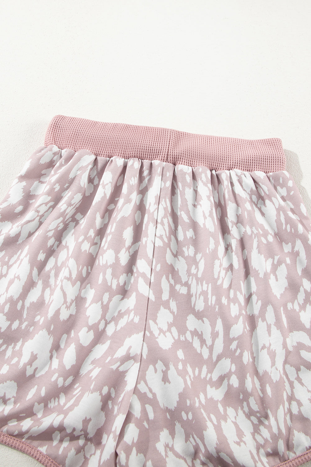 Khaki Classic Leopard Arched Hem Elastic Waist Casual Shorts-Bella Boutique Collective