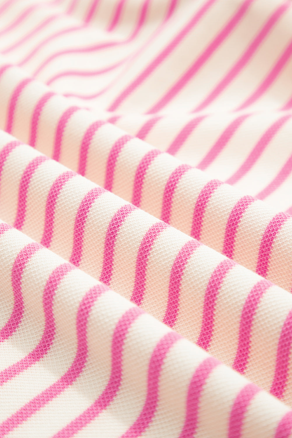 Sachet Pink Contrast Detail Striped Ruffle Short Sleeve Top-Bella Boutique Collective