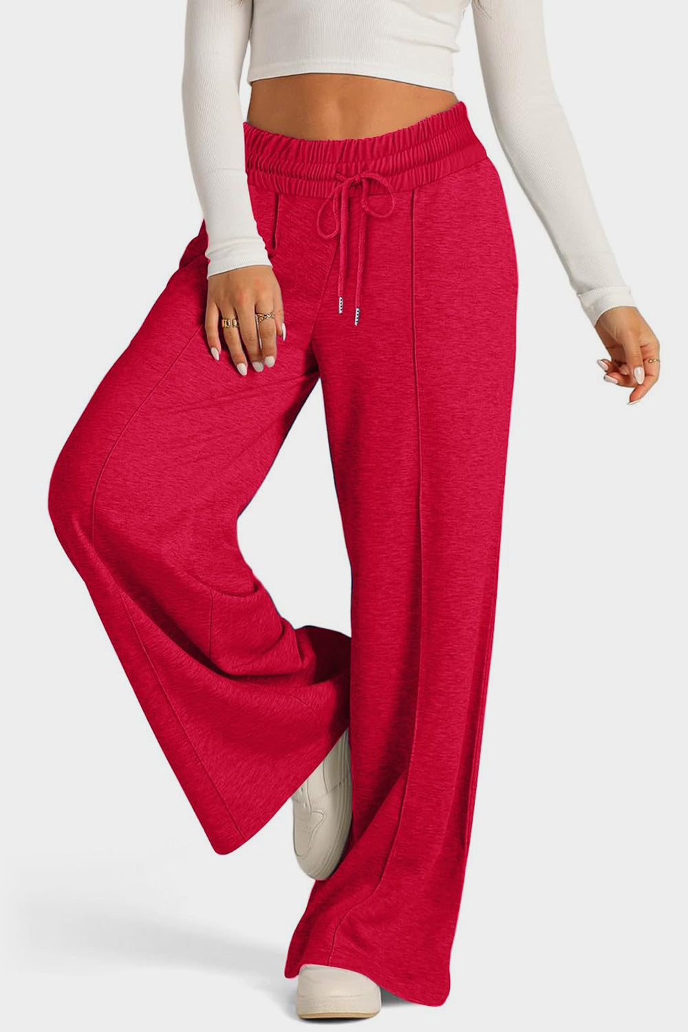 Drawstring Elastic Waist Wide Leg Pants-Bella Boutique Collective