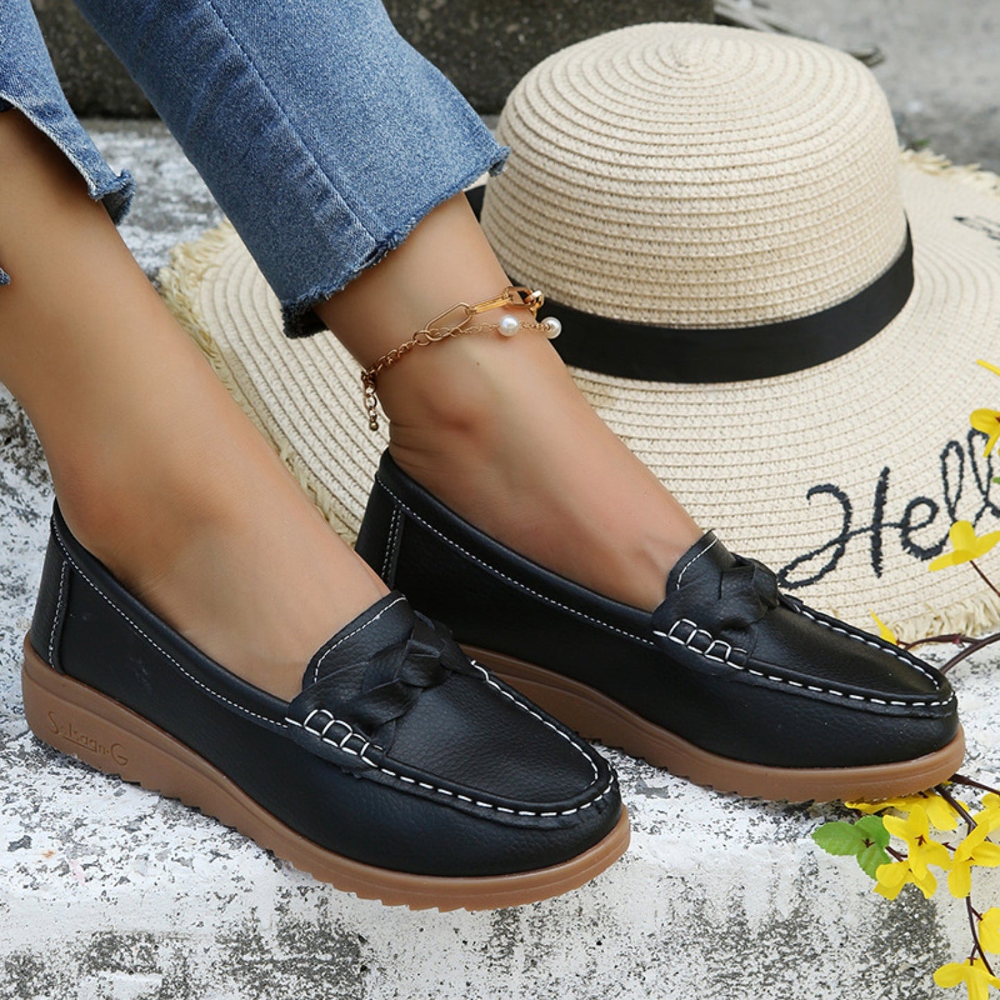 Weave Wedge Heeled Loafers-Bella Boutique Collective