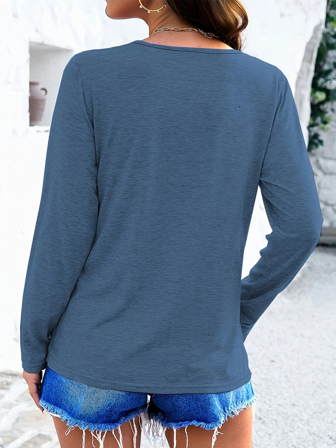 Crisscross V-Neck Long Sleeve T-Shirt-Bella Boutique Collective