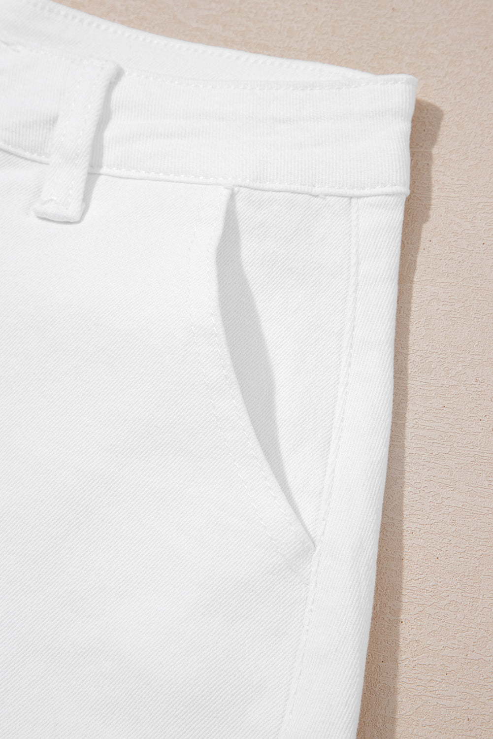 White Scalloped Hemline Acid Wash High Waist Denim Shorts-Bella Boutique Collective