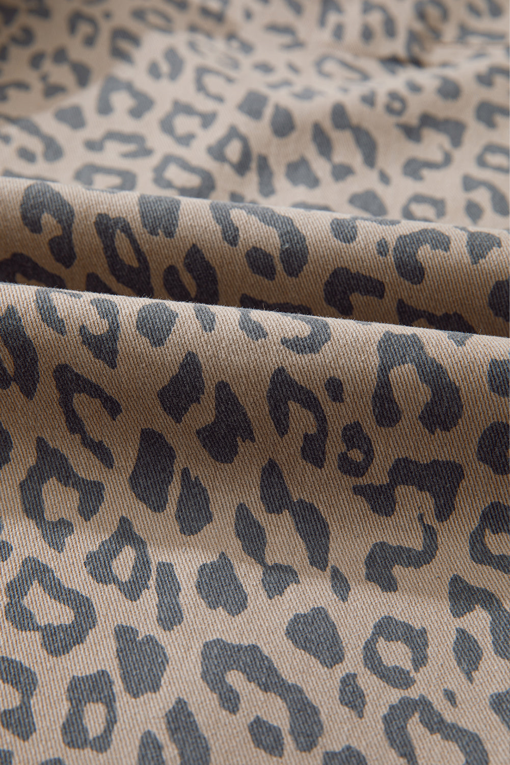 Khaki Leopard Printed Drawstring Waist Pocketed Wide Leg Jeans-Bella Boutique Collective