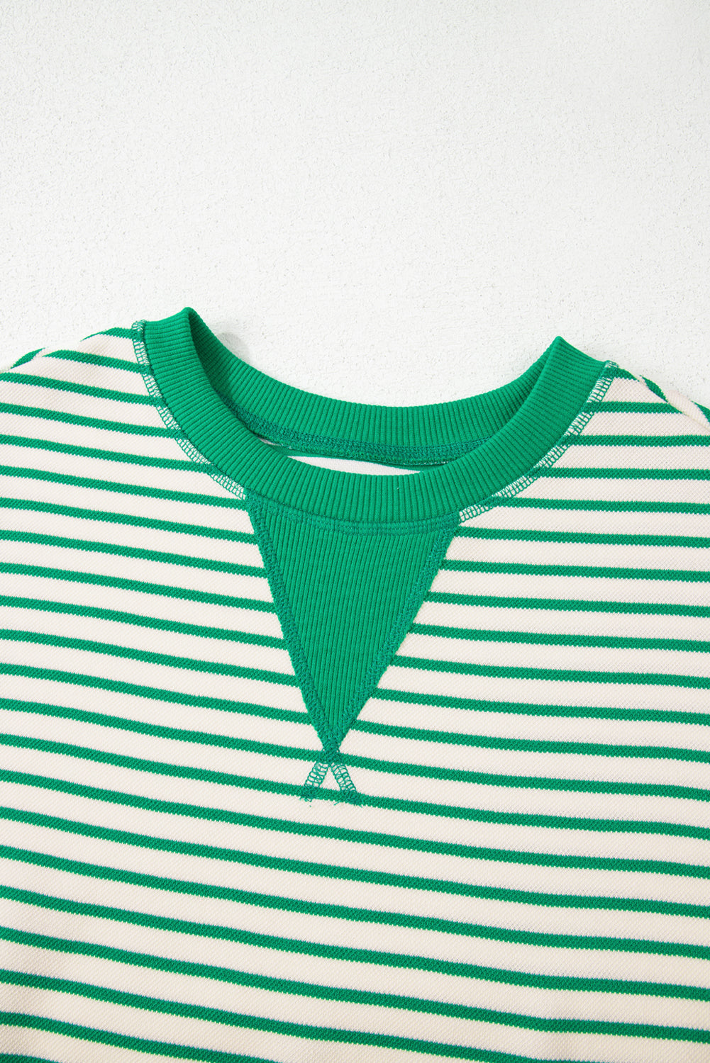 Bright Green Contrast Detail Striped Ruffle Short Sleeve Top-Bella Boutique Collective
