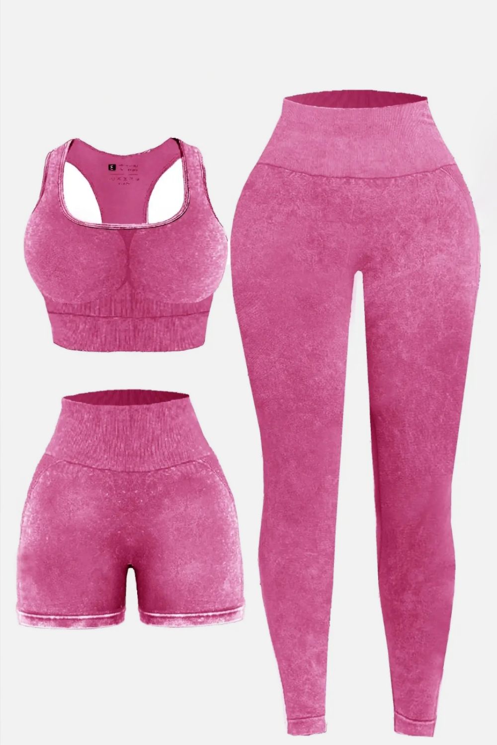 3 Piece Washed Square Neck Wide Strap Active Set-Bella Boutique Collective