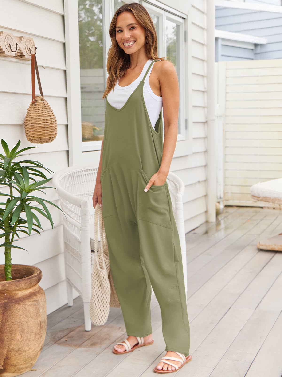 V-Neck Spaghetti Strap Jumpsuit-Bella Boutique Collective