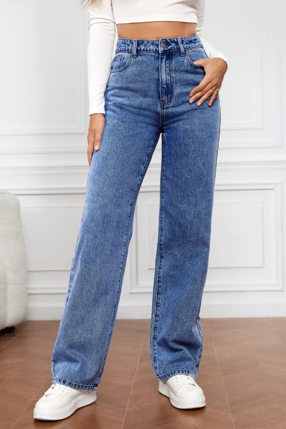 High Waist Straight Jeans-Bella Boutique Collective