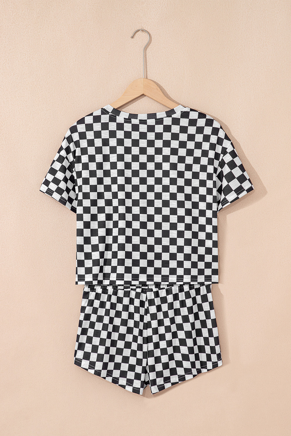 Black Checkerboard T Shirt and High Waist Skorts 2 Piece Outfit-Bella Boutique Collective
