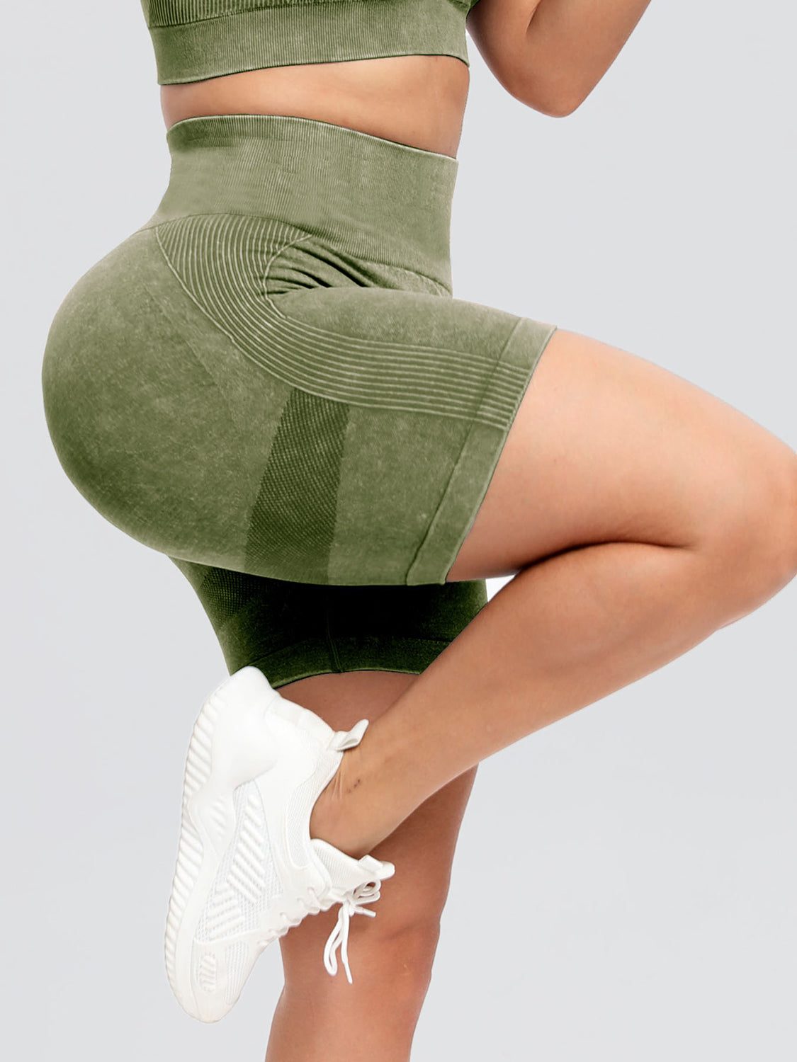 Washed High Waist Active Shorts-Bella Boutique Collective