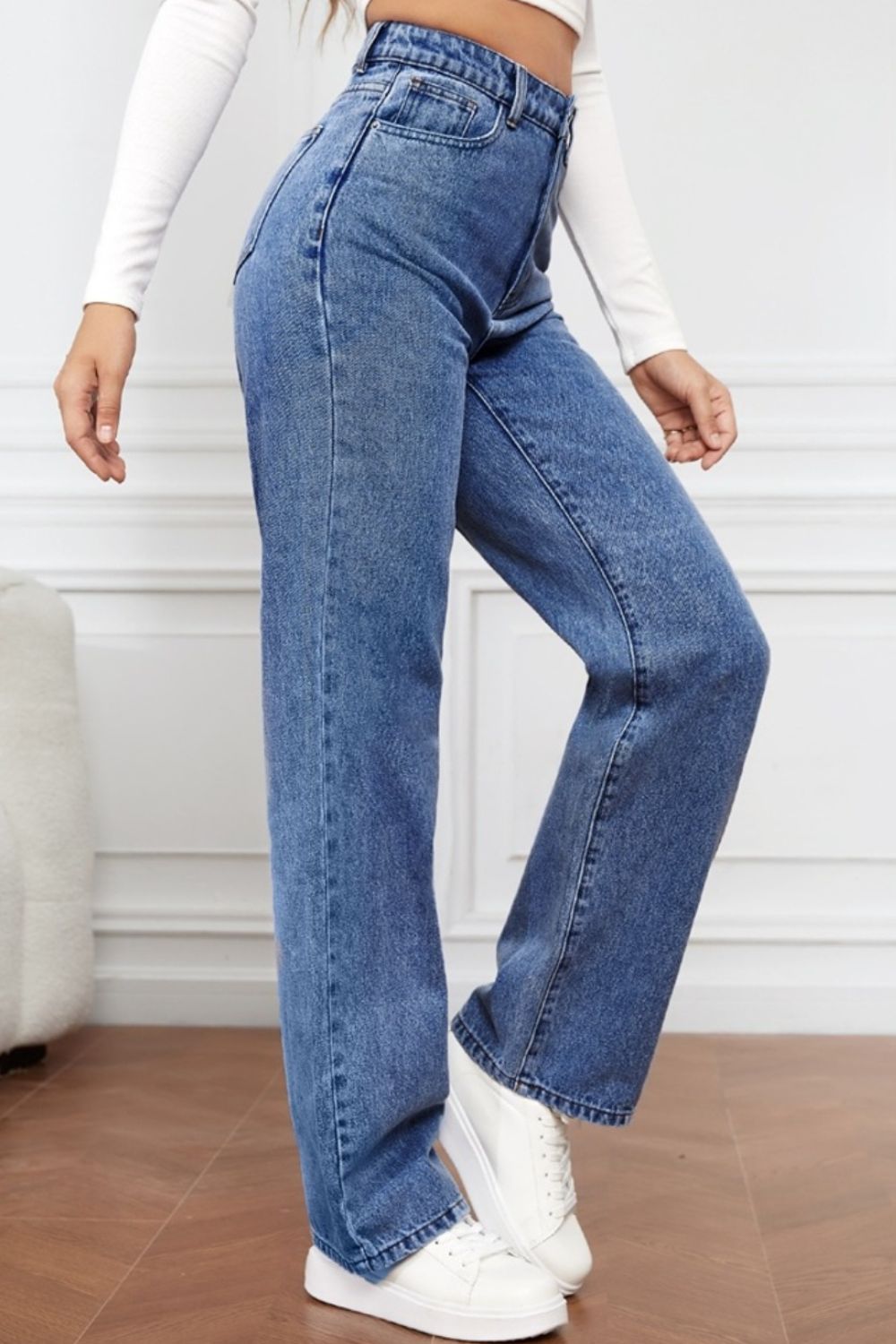 High Waist Straight Jeans-Bella Boutique Collective