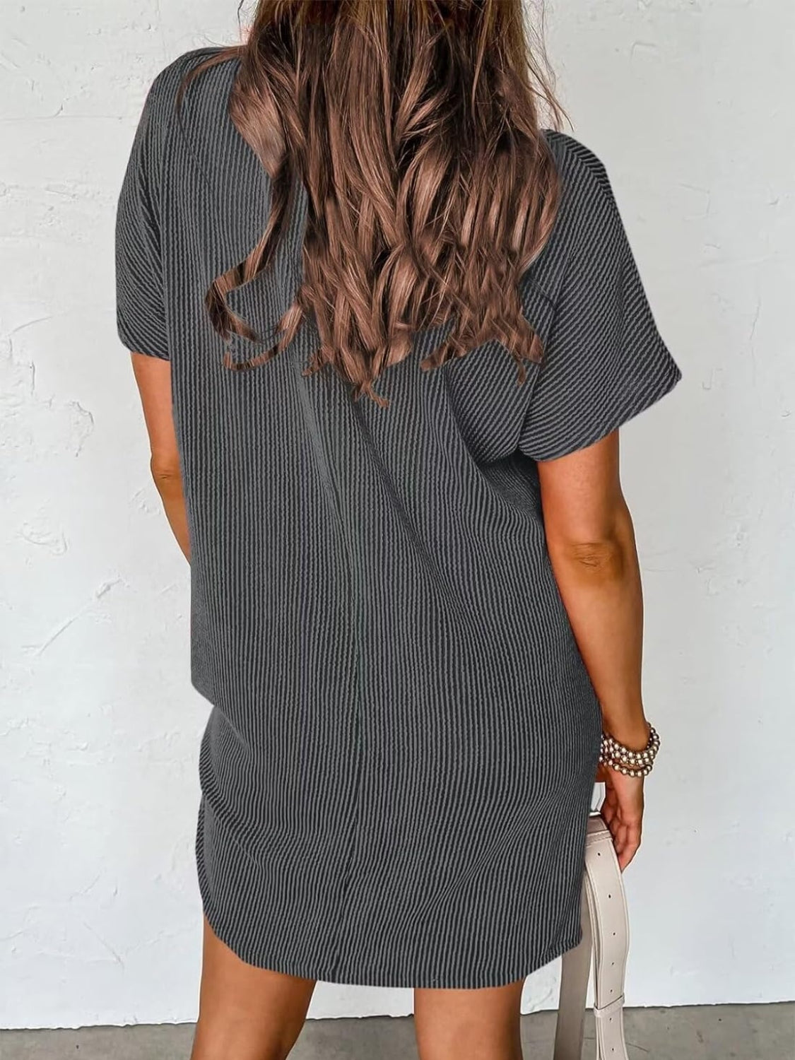 Lovelet Round Neck Short Sleeve Mini Dress-Bella Boutique Collective