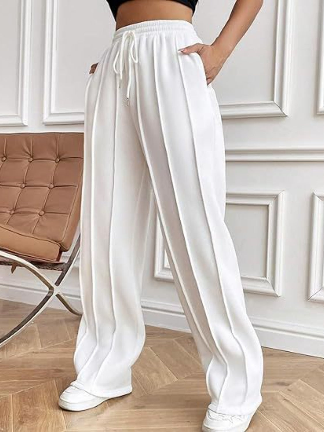 Drawstring Wide Leg Pants with Pockets-Bella Boutique Collective